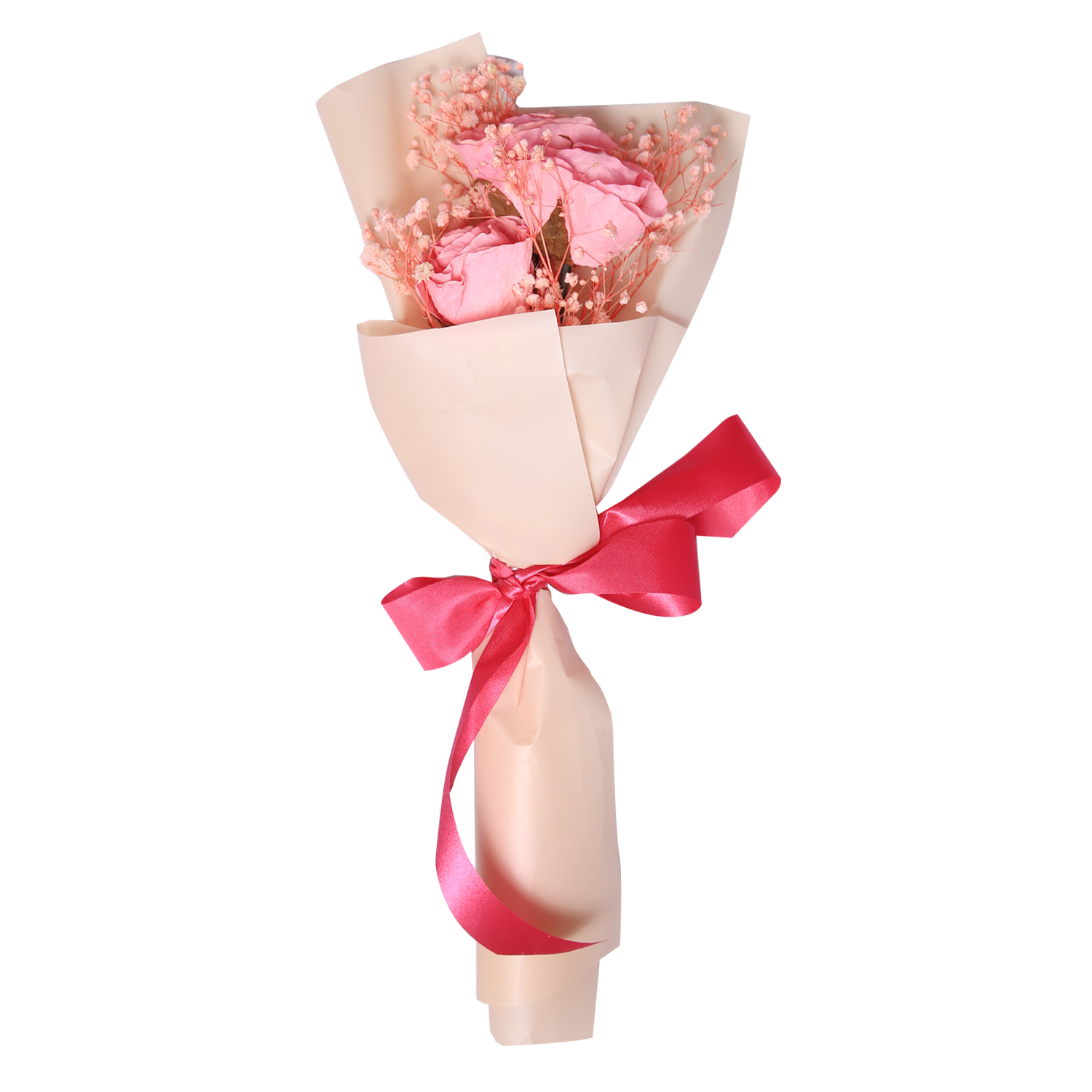 3 Stems Pink Dried Roses Bouquet